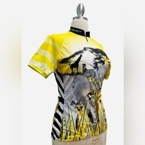 Vibrant Yellow Safari Print Women'’s cycling jersey